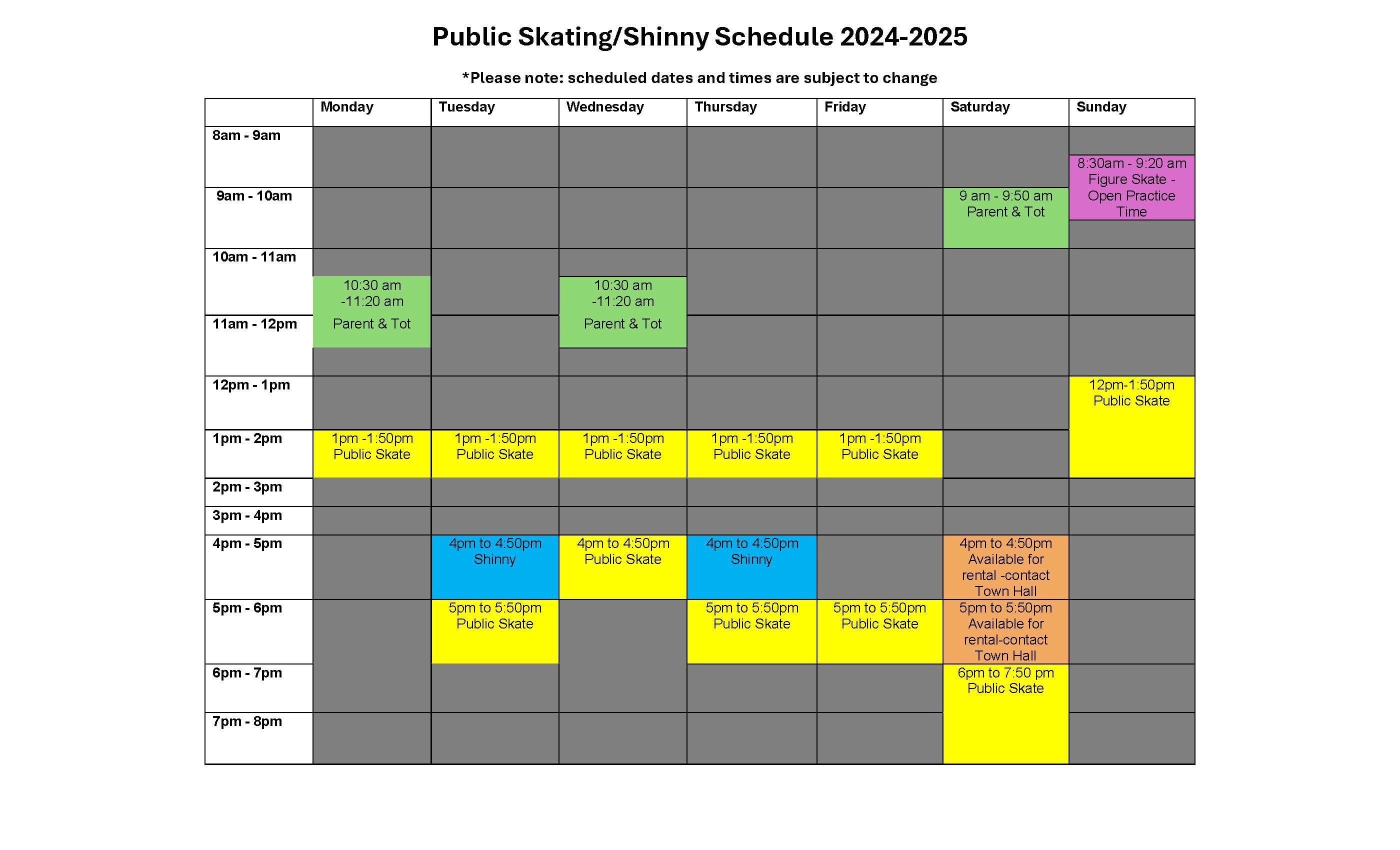 image of 2024-25 skating sched